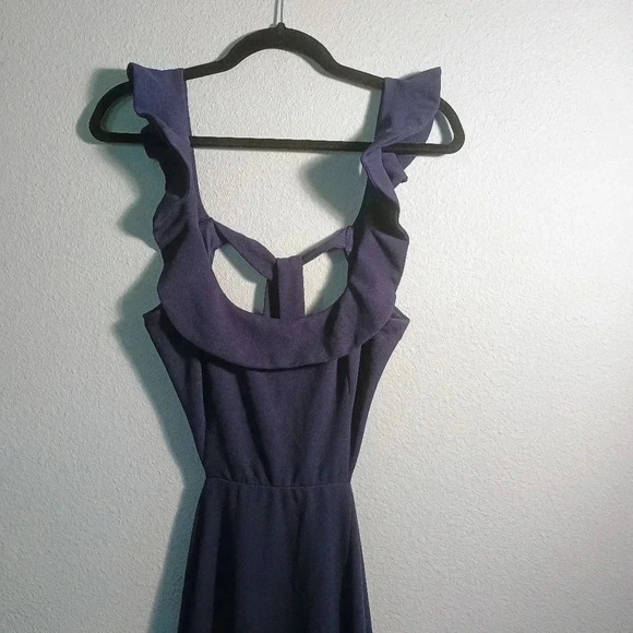 Lulus Sweetest Entrance Navy Blue Ruffled Tie-Back Maxi Dress/Large NWOT - Picture 2 of 16